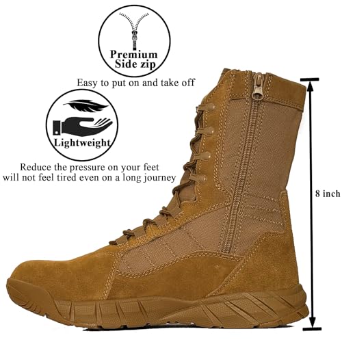 Lightweight Tactical Military Boots Side Zipper Lace Up I7993
