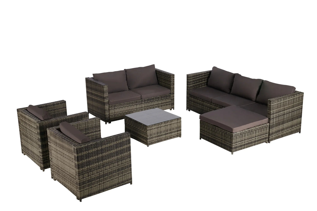 6 Pieces All-Weather Wicker Patio Furniture Set with Coffee Table & Ottoman H68864