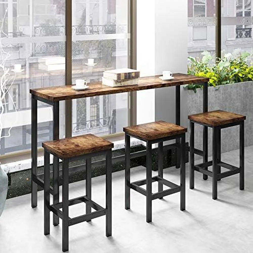 4 Piece Counter Height Dining Table Set with 3 PU Stools F652415