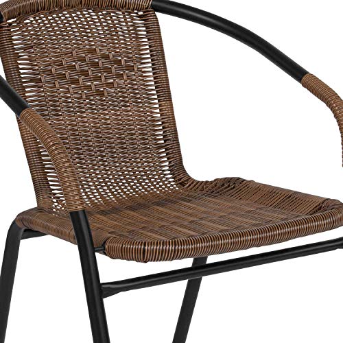 3-Piece Patio Dining Set with Glass Table and 2 Stackable Chairs M478616