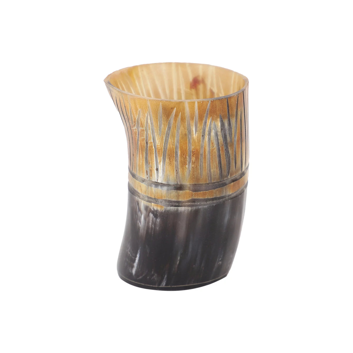Handmade Natural Ox-Horn Drinking Horn Set with Belt Holster O26001