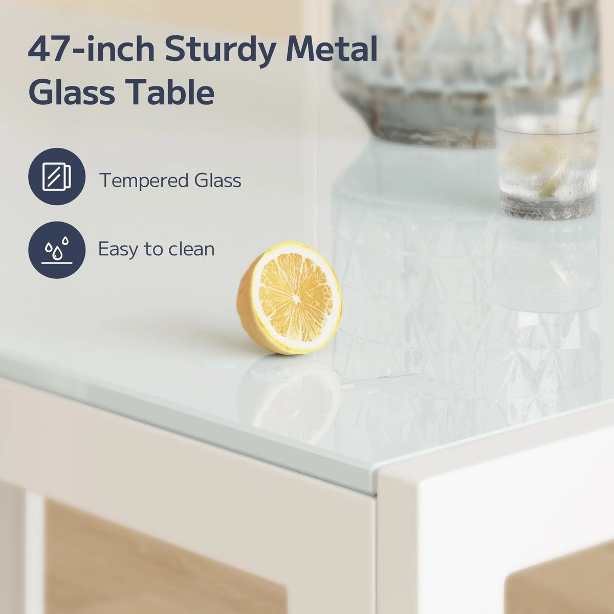 5 Piece Glass Dining Table Set with PU Leather Chairs U5253