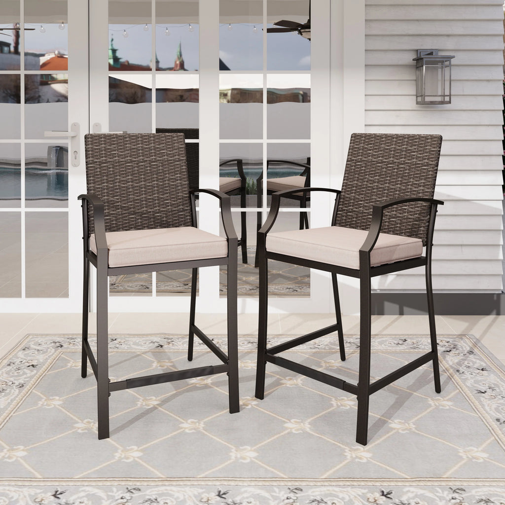 Wicker Rattan Bar Stools Set of 2 J9055