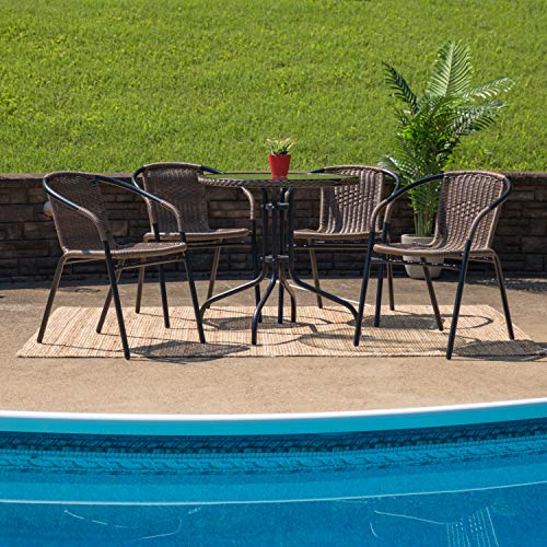 3-Piece Patio Dining Set with Glass Table and 2 Stackable Chairs M478616