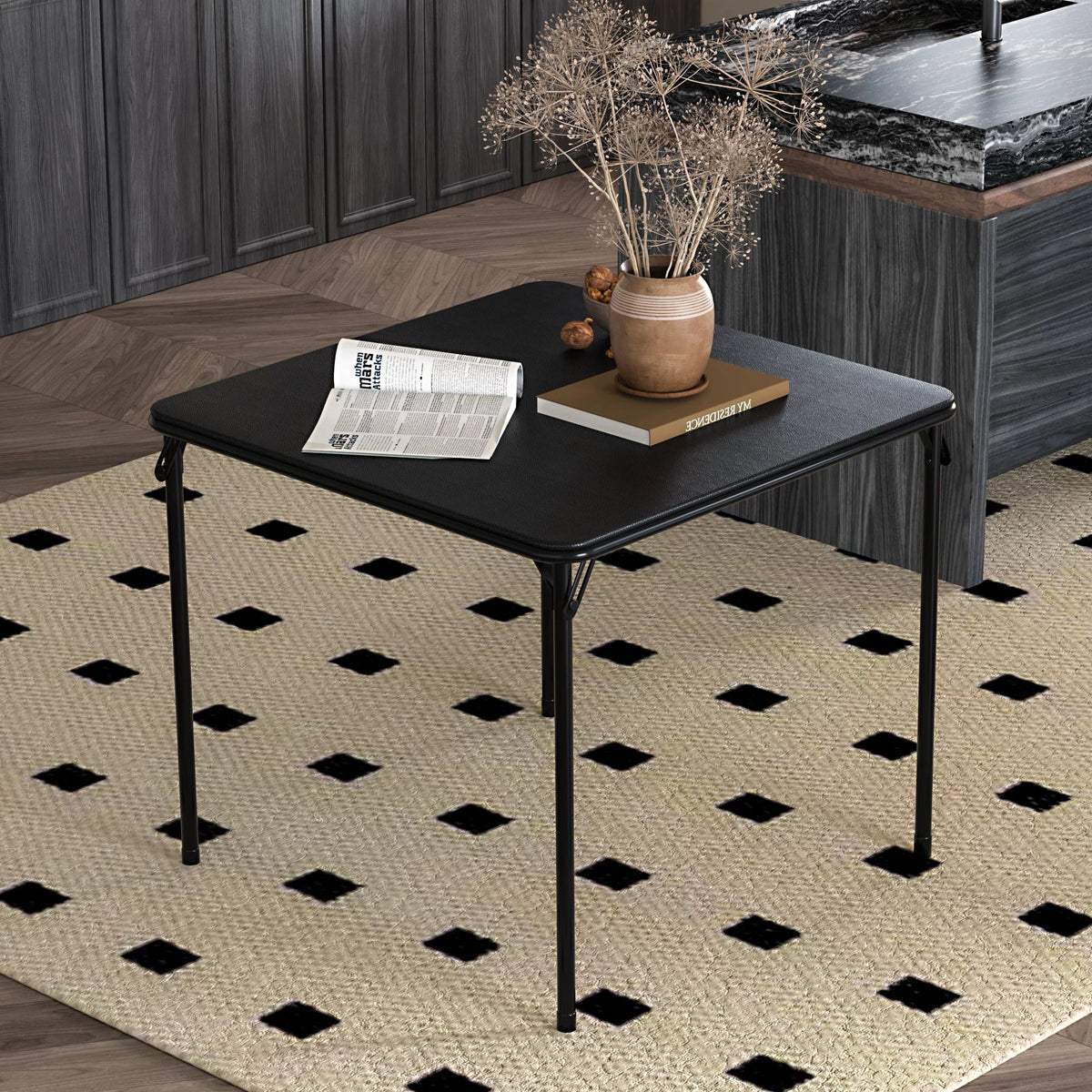 Folding Square Table Black W198