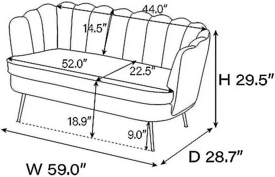 59" Wide Modern Boucle 2-Seater Sofa with Gold Metal Legs N39066