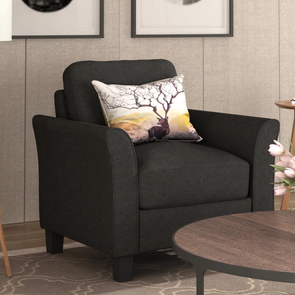 Black Armrest Single Chair and Loveseat Sofa J68391