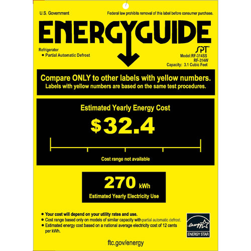 3.1 Cu Ft Two Door Refrigerator R8144