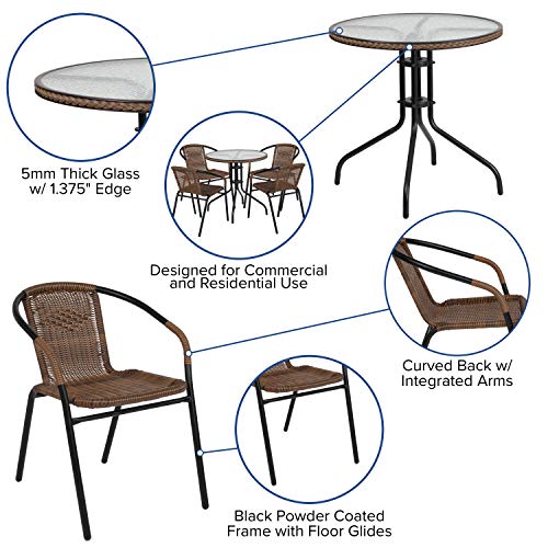 3-Piece Patio Dining Set with Glass Table and 2 Stackable Chairs M478616
