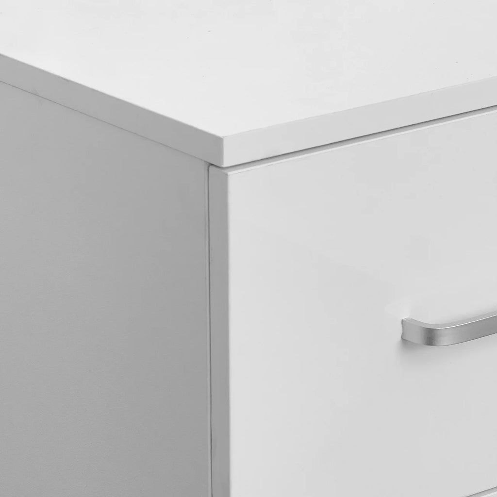 White High Gloss End Table with Charging Station and Storage Drawer U68501