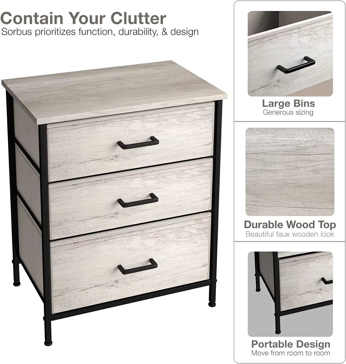 3 Drawer Nightstand F2830