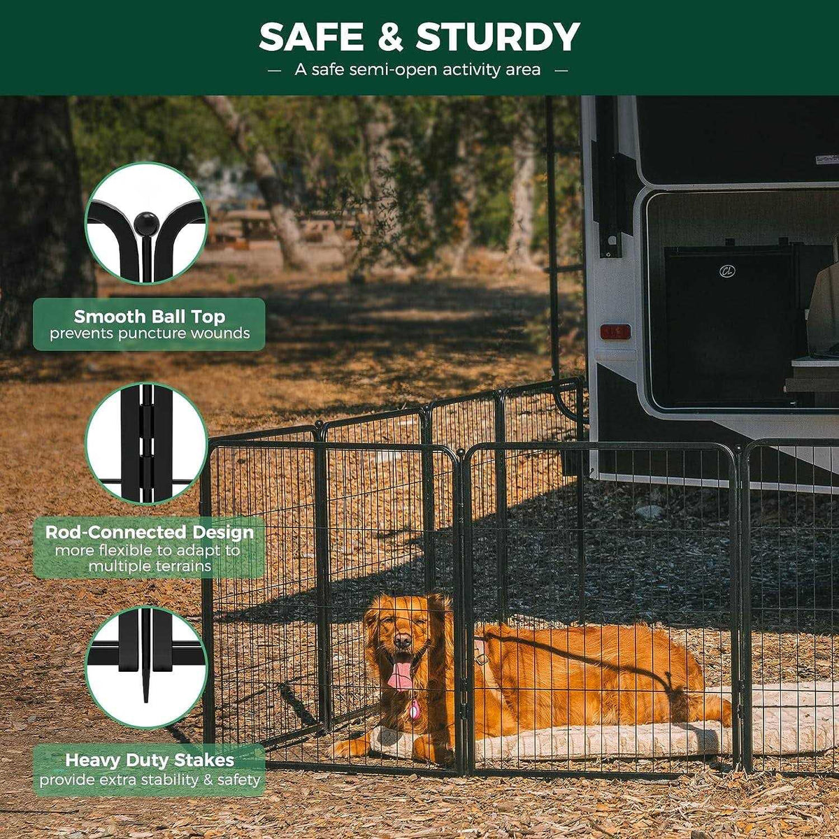 Dog Playpen Outdoor Panels with Doors N3423