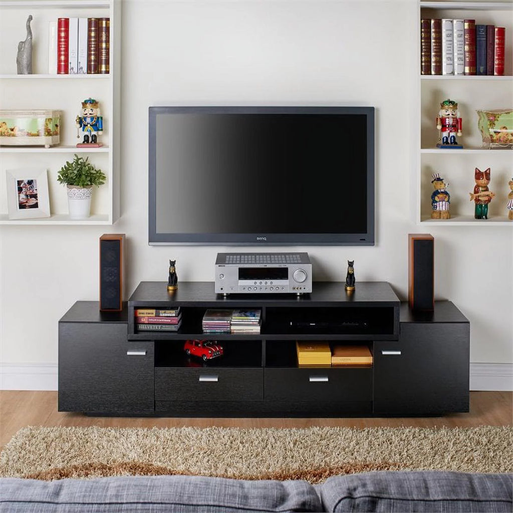 Black Wood 72-Inch TV Stand Y728261
