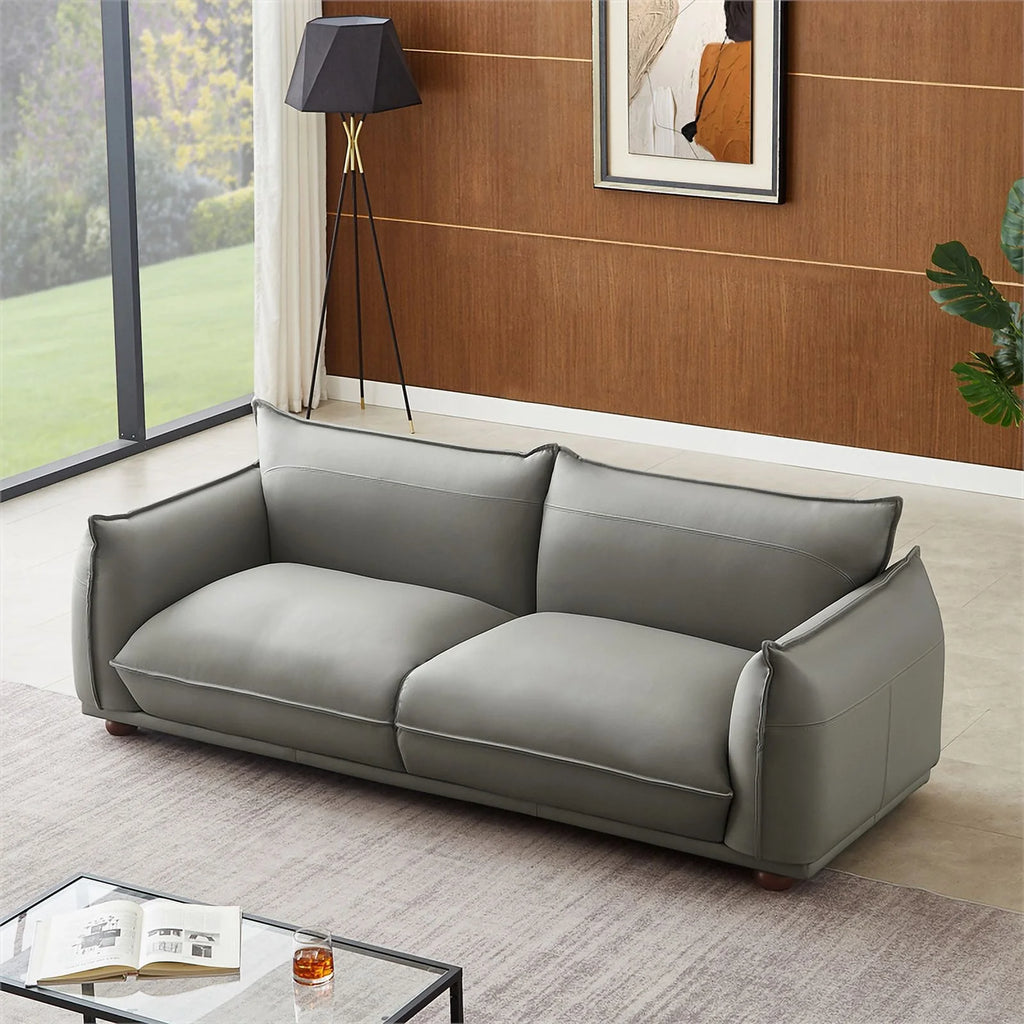 Gray Leather Living Room Couch O4978