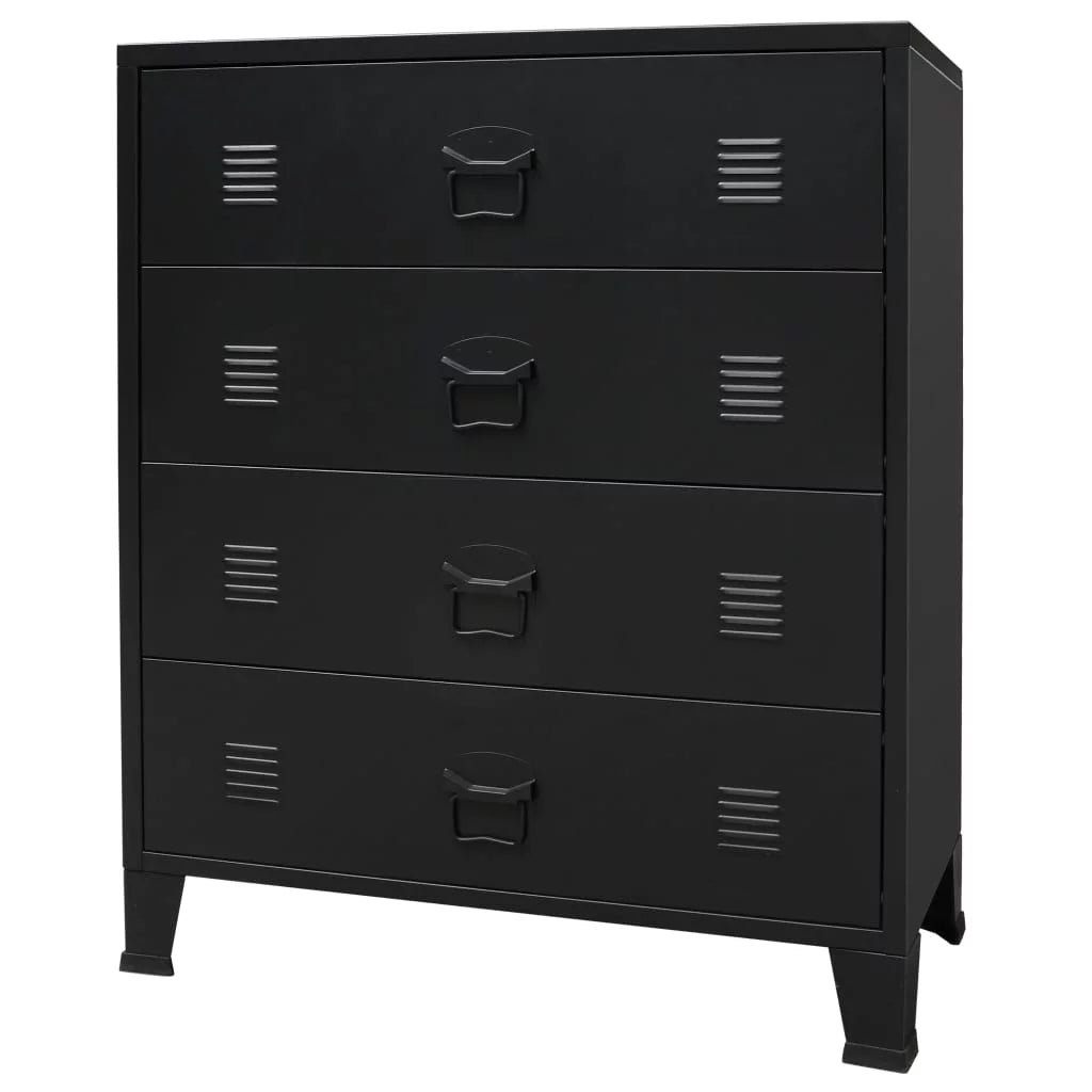 Black 4 Drawer Metal Dresser W990