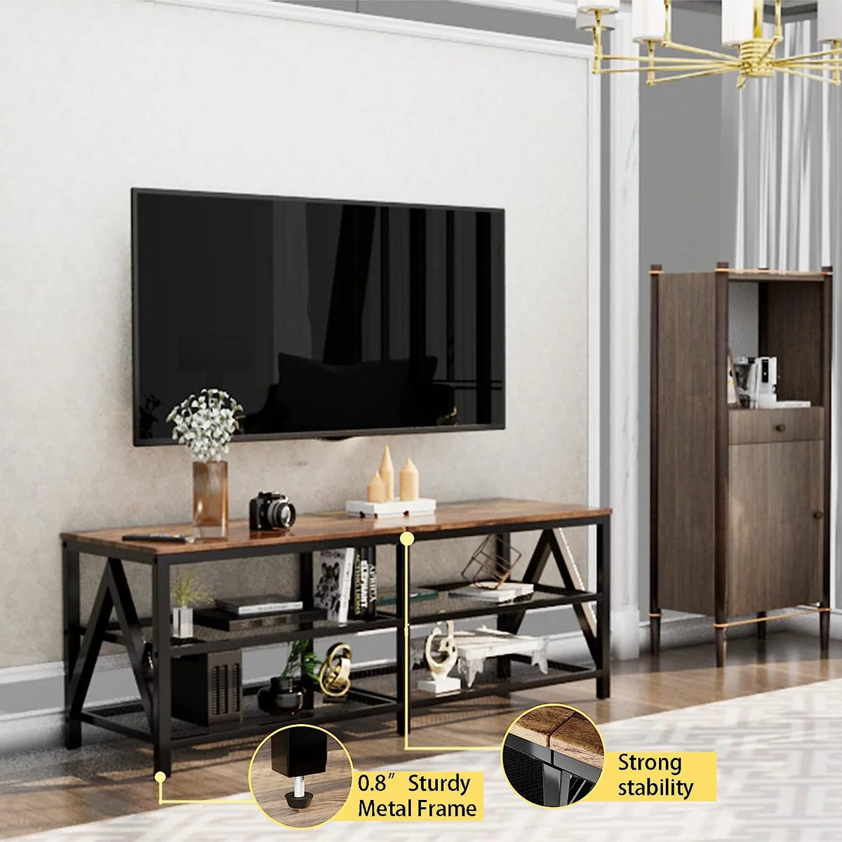 60 65 Inch 3-Tier TV Stand with Metal Frame R439589