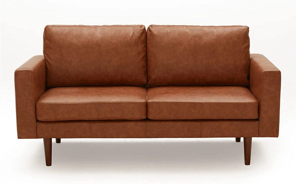 65" Faux Leather Loveseat Sofa with Solid Wooden Frame and Padded Cushion H3819
