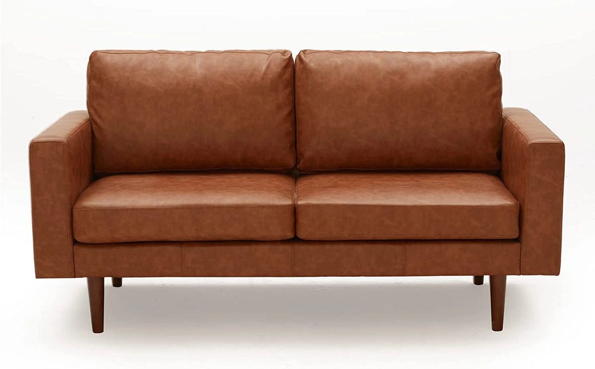65" Faux Leather Loveseat Sofa with Solid Wooden Frame and Padded Cushion H3819