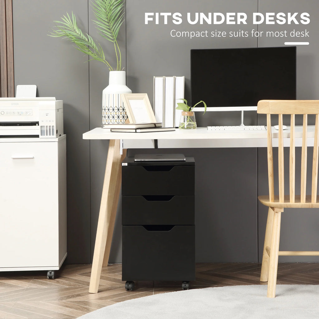 3 Drawer Black Mobile File Cabinet I287