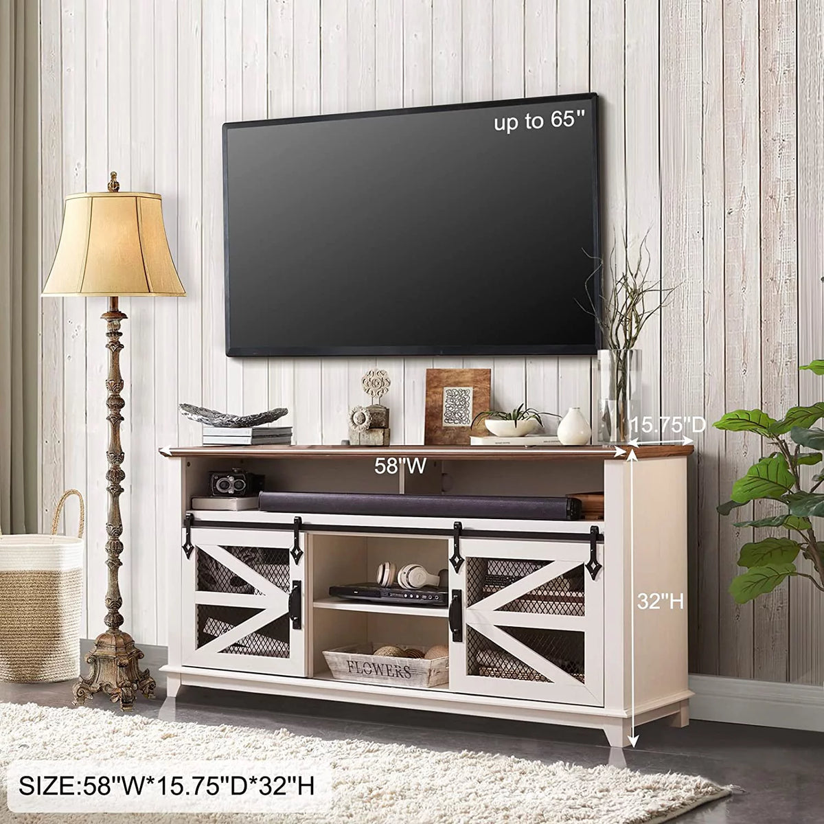 Antique White TV Stand Q69919