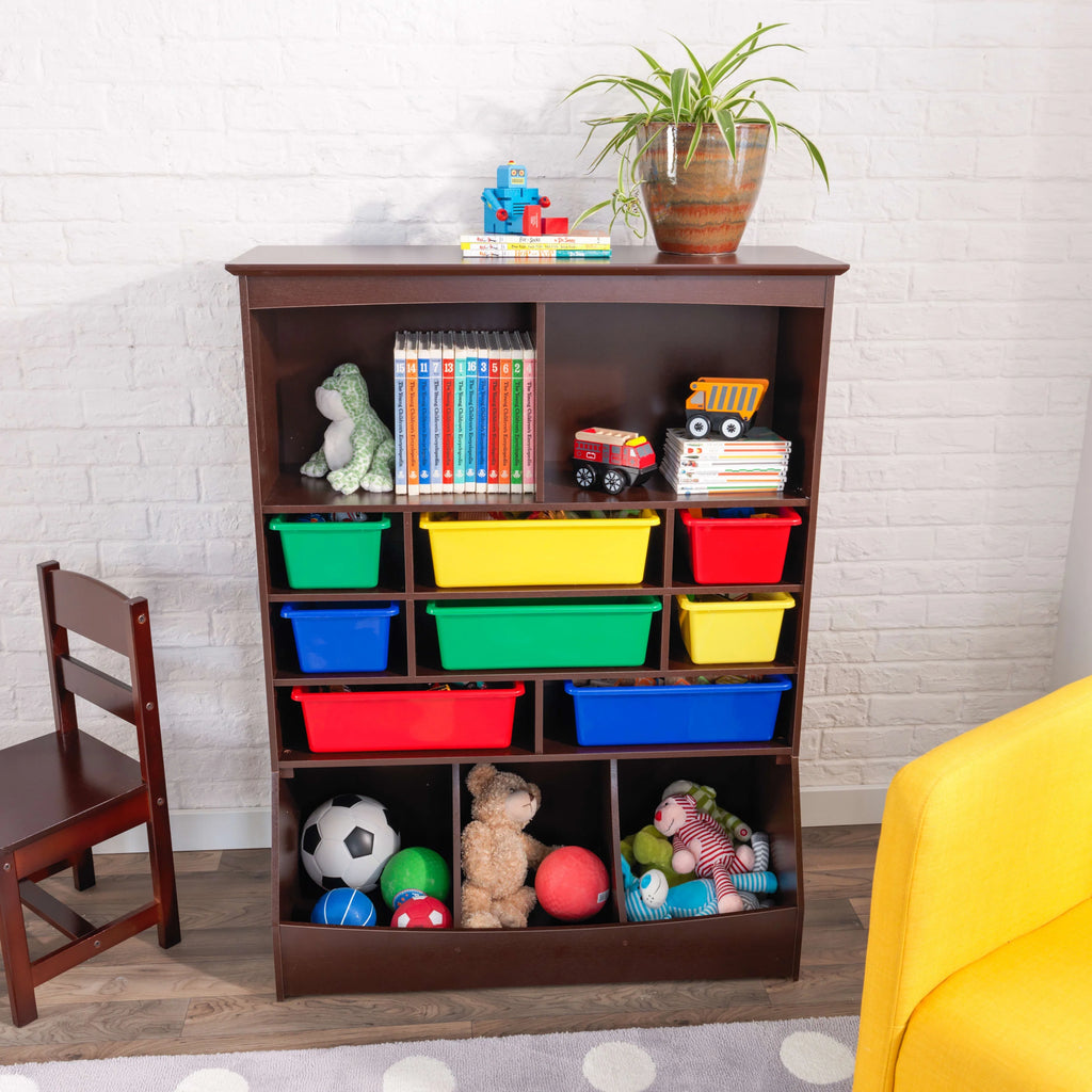 Wood Wall Storage Unit Organizer with 8 Bins V437731