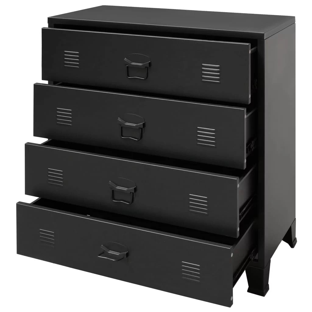 Black 4 Drawer Metal Dresser W990