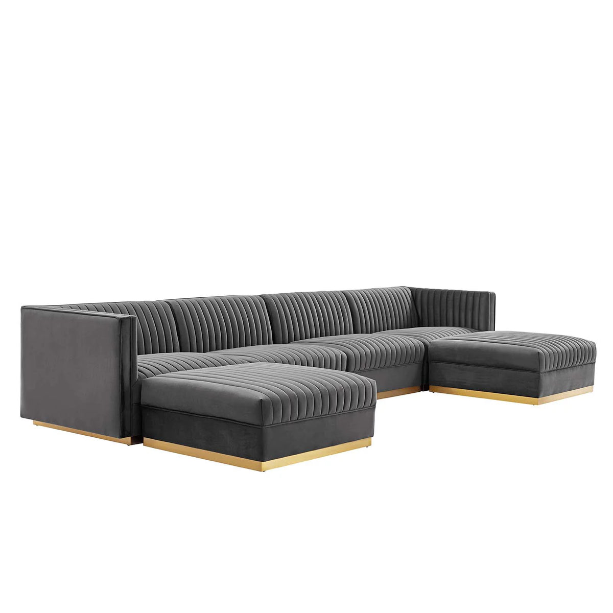 Gray Velvet 6-Piece Modular Sectional Sofa P808675