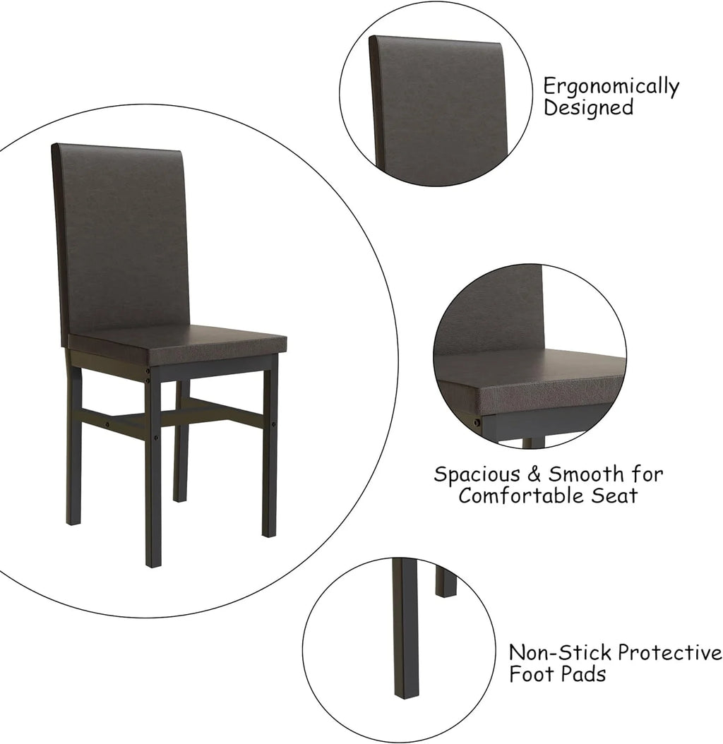 Dining Table Set for 4 with 4 PU Leather Chairs F892