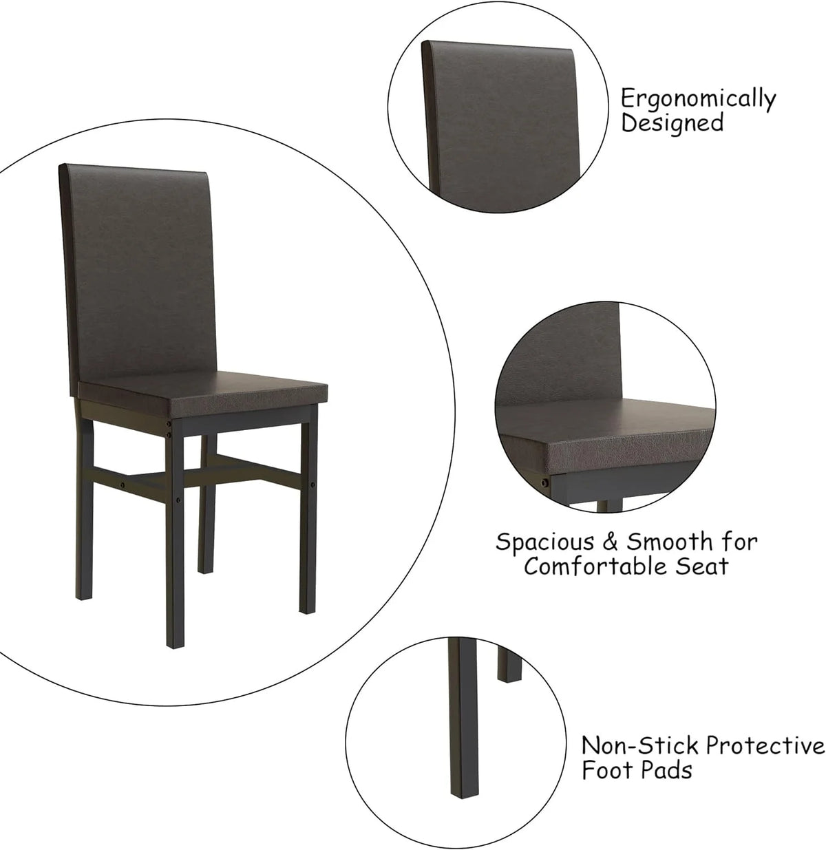 Dining Table Set for 4 with 4 PU Leather Chairs F892