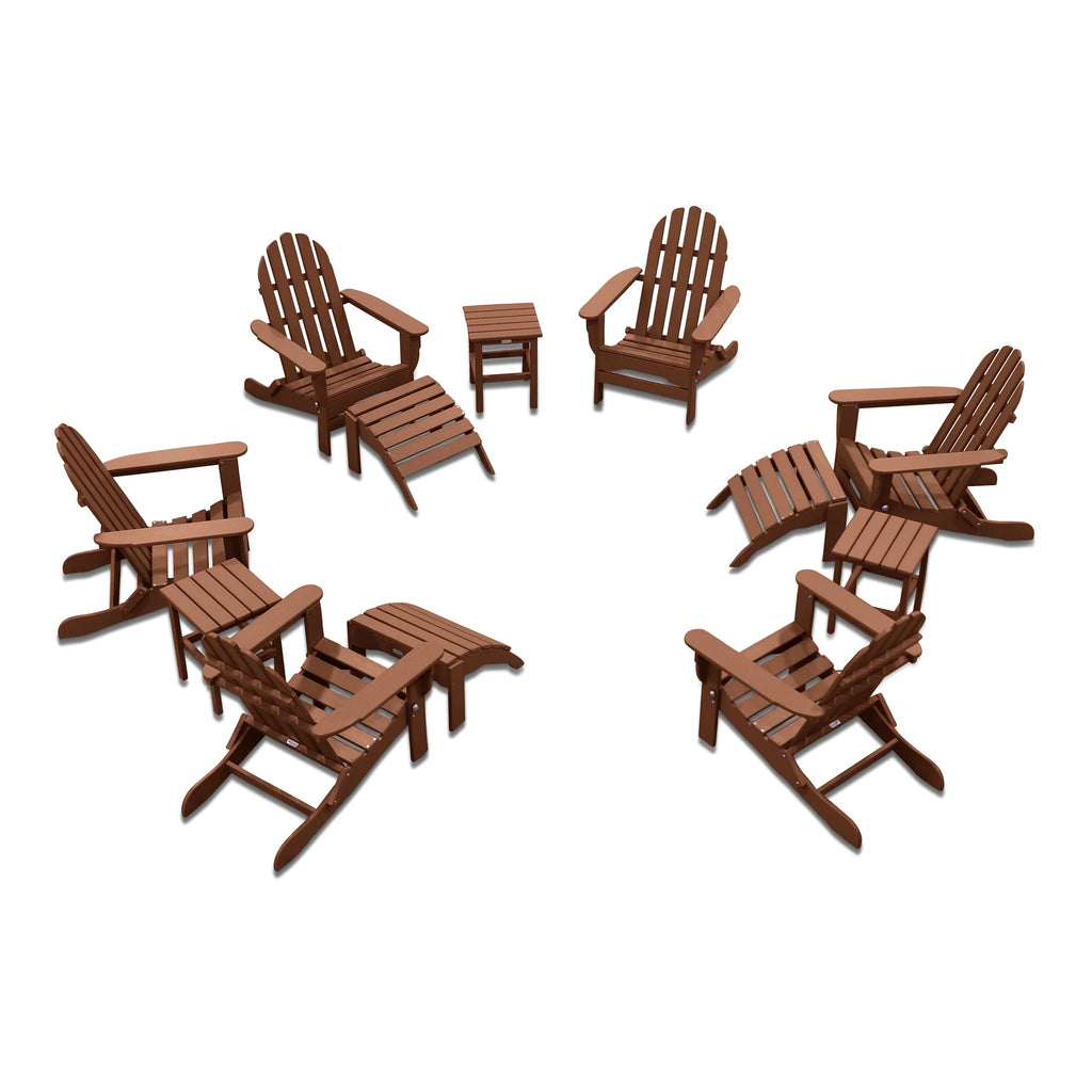 12-Pc Folding Adirondack Chair Set with Ottomans and Side Tables D933
