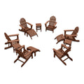 12-Pc Folding Adirondack Chair Set with Ottomans and Side Tables D933