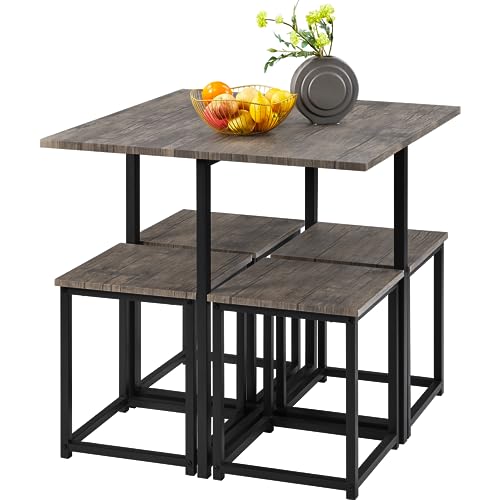 Industrial Dining Table Set for 4 with 4 Stools P512