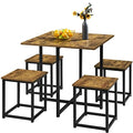 Industrial Dining Table Set for 4 with 4 Stools P512