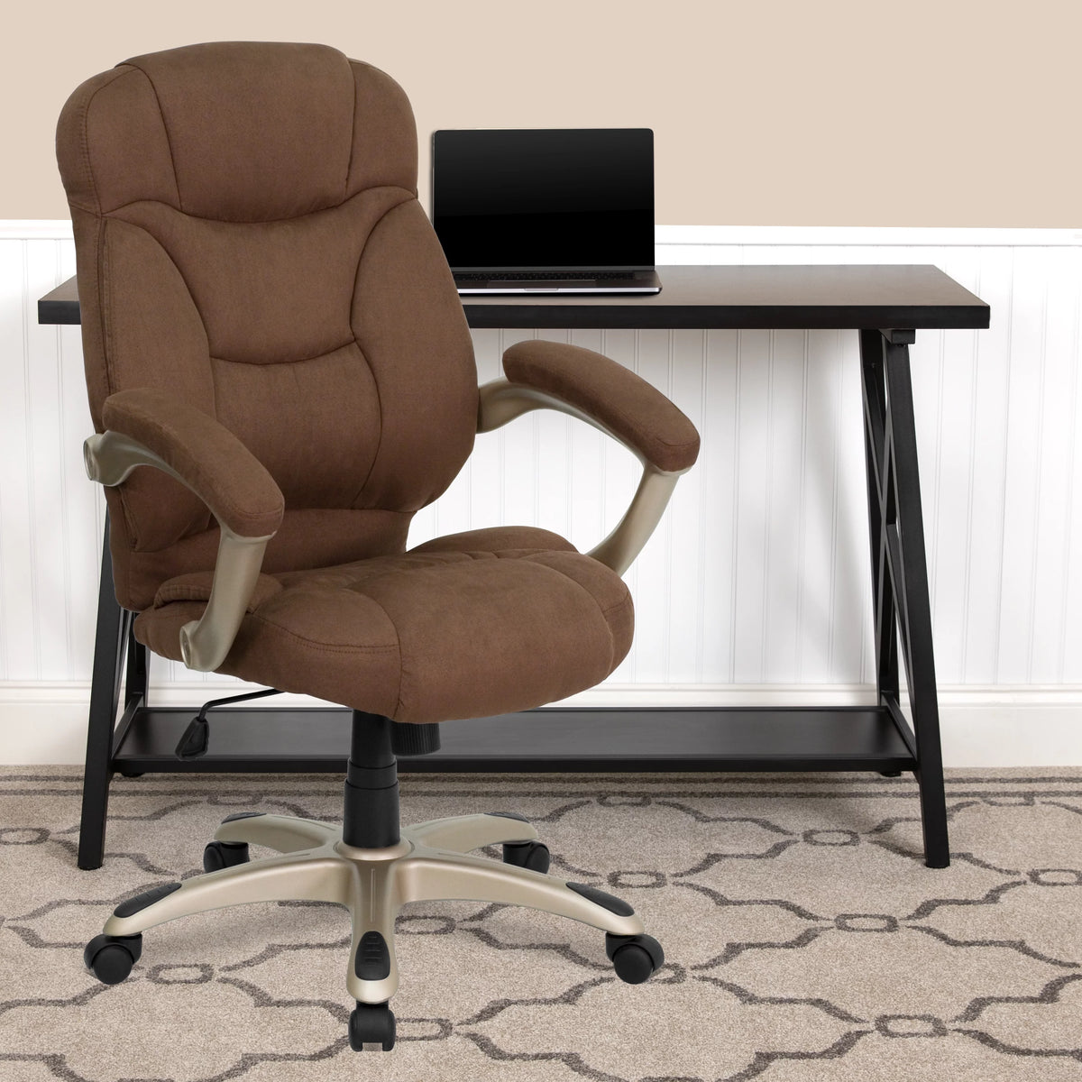 Brown Microfiber Ergonomic Office Chair with Arms M614248