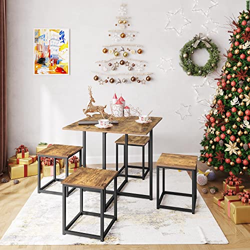 Industrial Dining Table Set for 4 with 4 Stools P512