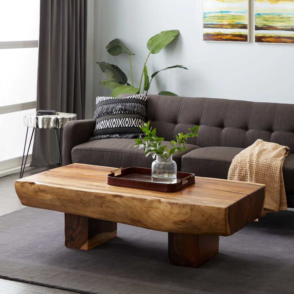 Brown Wood Live Edge Coffee Table S92823