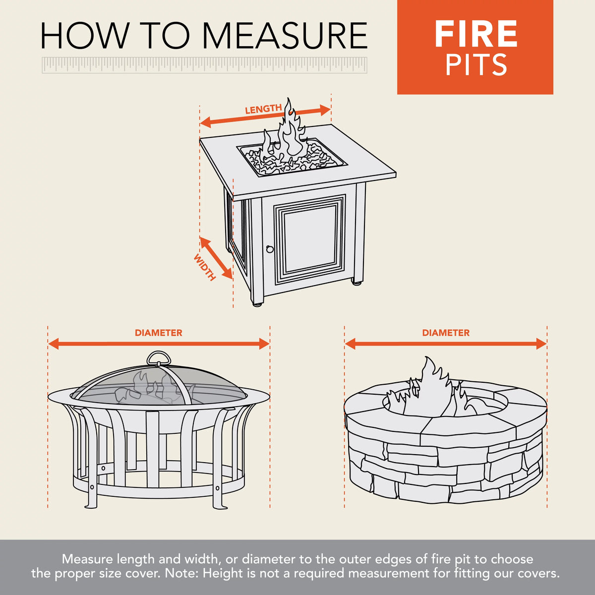 Square Fire Pit Table Cover, 42"L x 42"W x 22"H, Gray H111