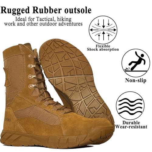 Lightweight Tactical Military Boots Side Zipper Lace Up I7993