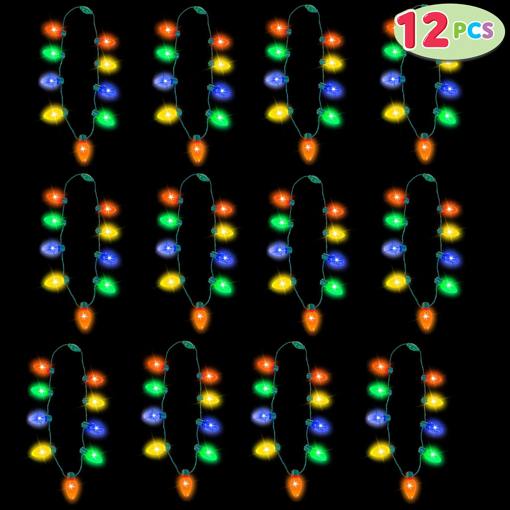 12 Piece Christmas LED Light Up Bulb Necklaces W674528