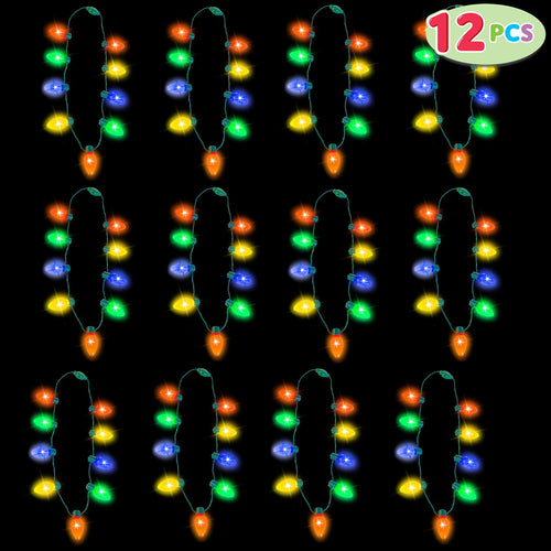 12 Piece Christmas LED Light Up Bulb Necklaces W674528
