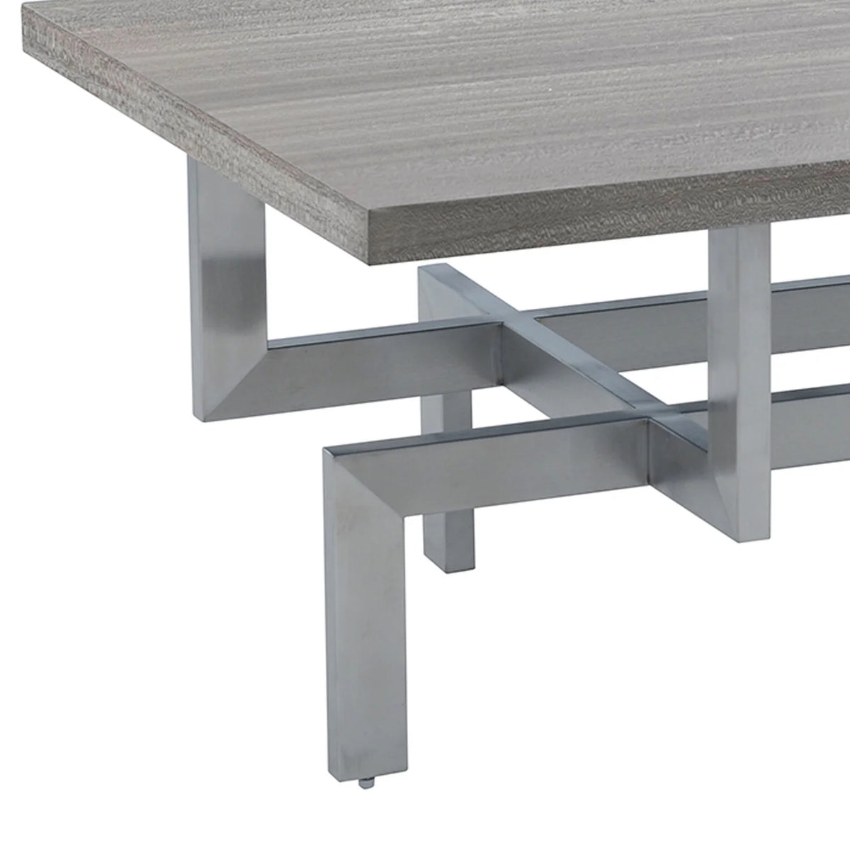 Gray Wood Coffee Table with Stainless Steel Base A678440