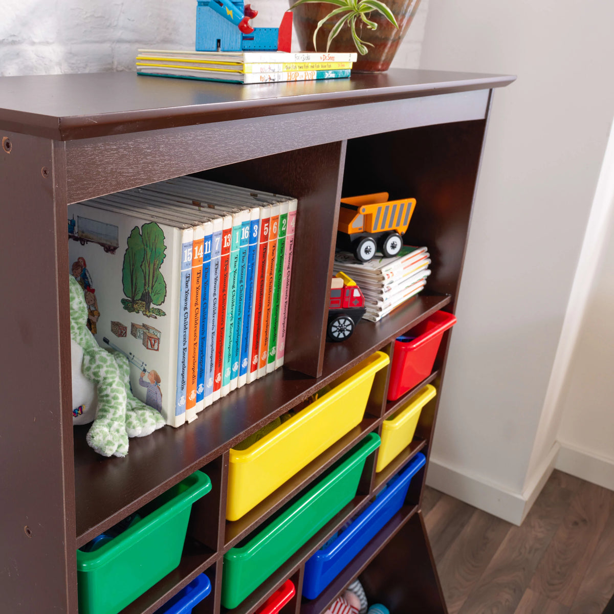 Wood Wall Storage Unit Organizer with 8 Bins V437731