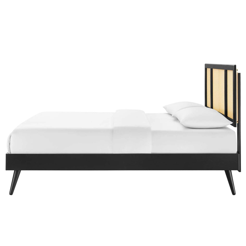 Queen Size Black Wood Platform Bed Frame J21210